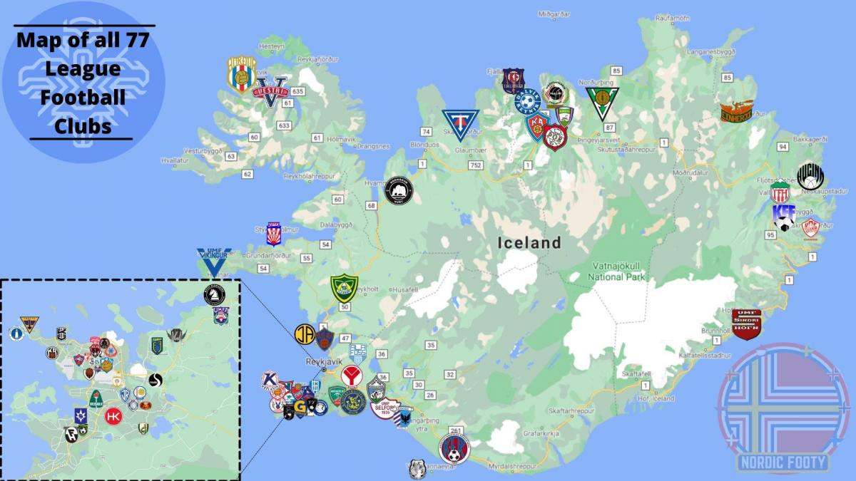stadi mappa dell'Islanda