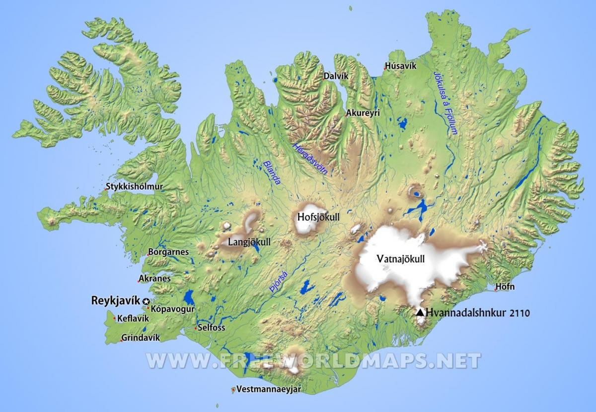 Mappa dei fiumi in Islanda